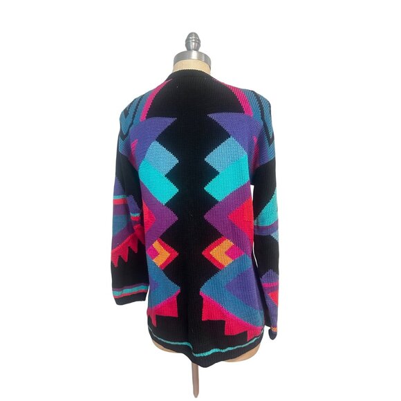 Vintage Peruvian Connection Pima Cotton Geometric Cardigan Sweater Large - Picture 3 of 5